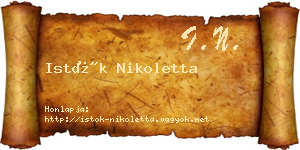 Istók Nikoletta névjegykártya